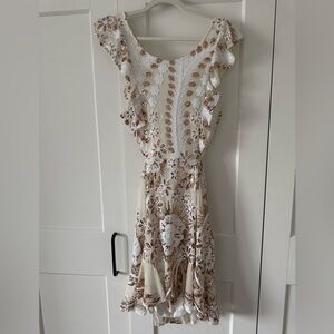 Showstopper Cream and Brown Sequinned Floral Dress